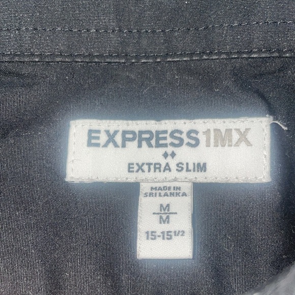 New Wot Express 1MX Extra Slim  Dress Button Up Black . - Picture 7 of 10